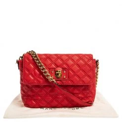 Marc Jacobs Red Quilted Leather Flap Shoulder Bag For Women -Marc Jacobs shop luxury women marc jacobs used handbags p350453 001
