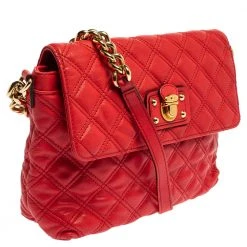 Marc Jacobs Red Quilted Leather Flap Shoulder Bag For Women -Marc Jacobs shop luxury women marc jacobs used handbags p350453 003