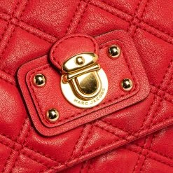 Marc Jacobs Red Quilted Leather Flap Shoulder Bag For Women -Marc Jacobs shop luxury women marc jacobs used handbags p350453 006