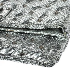 Marc Jacobs Silver Snake Effec Leather Foldover Clutch For Women -Marc Jacobs shop luxury women marc jacobs used handbags p354571 003