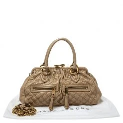 Marc Jacobs Beige Quilted Leather East West Stam Satchel For Women -Marc Jacobs shop luxury women marc jacobs used handbags p355917 002
