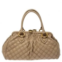 Marc Jacobs Beige Quilted Leather East West Stam Satchel For Women -Marc Jacobs shop luxury women marc jacobs used handbags p355917 003