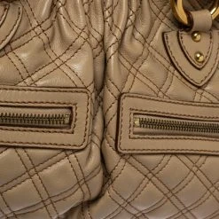 Marc Jacobs Beige Quilted Leather East West Stam Satchel For Women -Marc Jacobs shop luxury women marc jacobs used handbags p355917 013