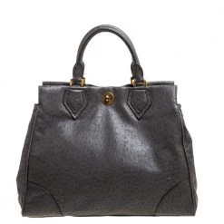 Marc By Marc Jacobs Grey Ostrich Embossed Leather Ozzie Square Lucy Tote For Women