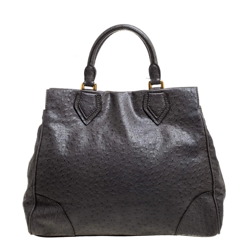 Marc By Marc Jacobs Grey Ostrich Embossed Leather Ozzie Square Lucy Tote For Women 4 Marc By Marc Jacobs Grey Ostrich Embossed Leather Ozzie Square Lucy Tote For Women - Image 4