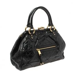 Marc Jacobs Black Crinkled Leather Stam Satchel For Women 13 Marc Jacobs Black Crinkled Leather Stam Satchel For Women -Marc Jacobs shop luxury women marc jacobs used handbags p366997 005