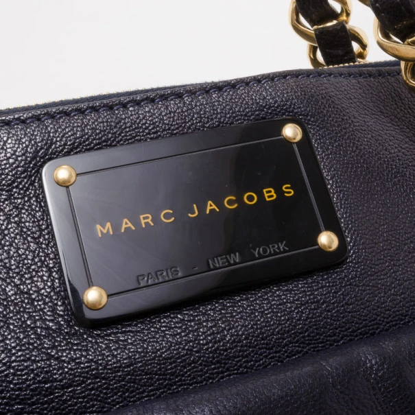 Marc Jacobs Black And Navy Leather Chain Handle Tote For Women 7 Marc Jacobs Black And Navy Leather Chain Handle Tote For Women - Image 7