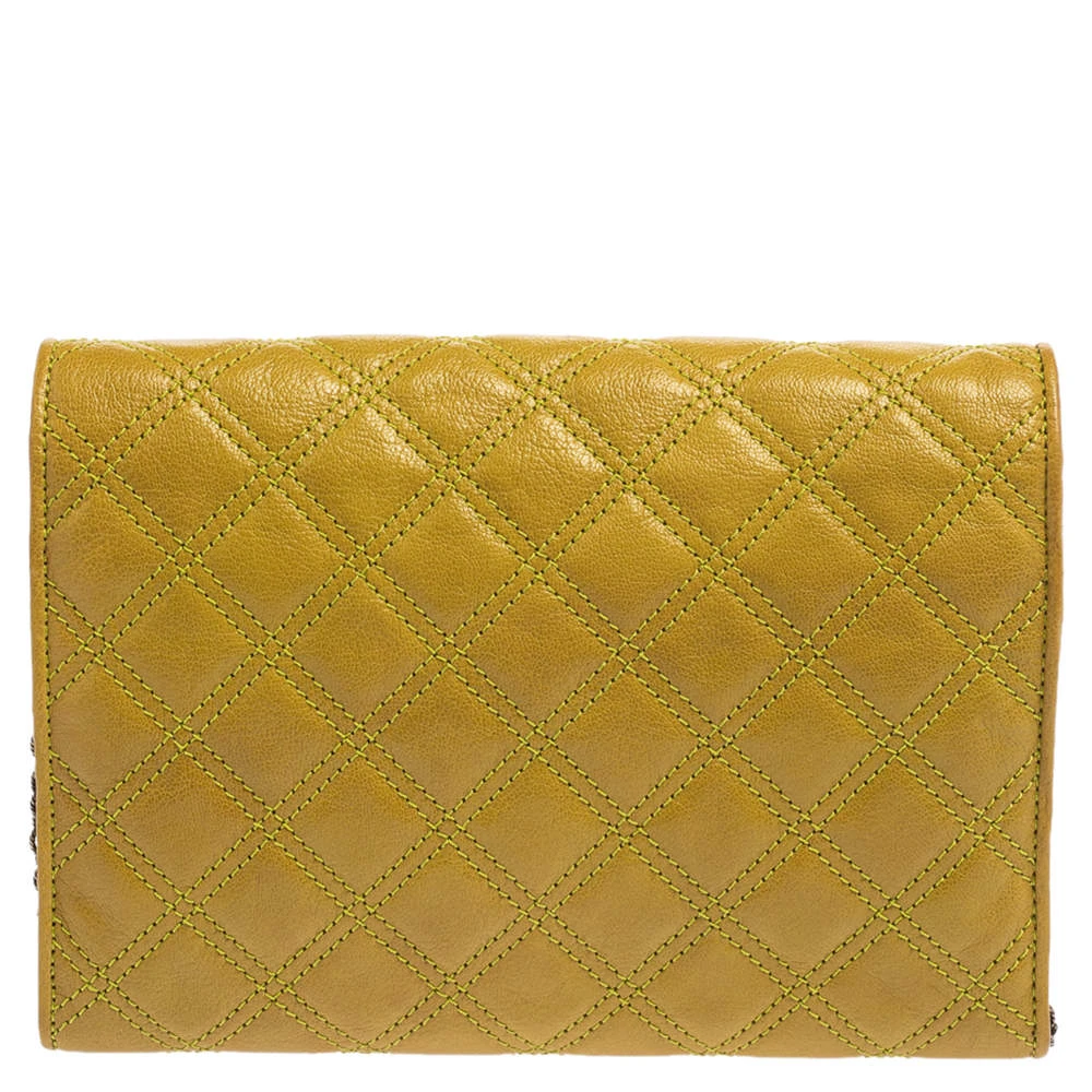 Marc Jacobs Lime Quilted Leather Flap Chain Clutch For Women 4 Marc Jacobs Lime Quilted Leather Flap Chain Clutch For Women - Image 4