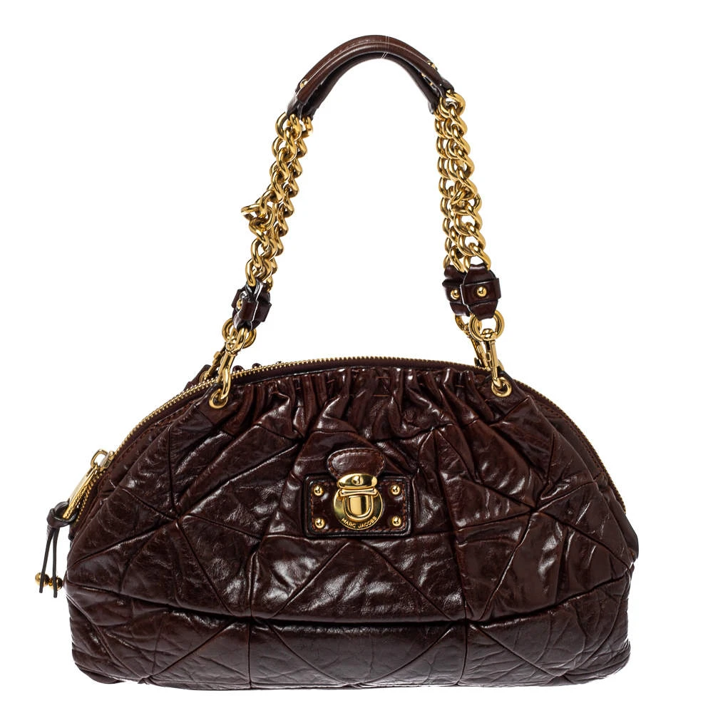 Marc Jacobs Dark Brown Quilted Leather Capra Satchel For Women 1 Marc Jacobs Dark Brown Quilted Leather Capra Satchel For Women
