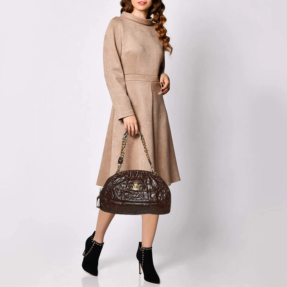 Marc Jacobs Dark Brown Quilted Leather Capra Satchel For Women 2 Marc Jacobs Dark Brown Quilted Leather Capra Satchel For Women - Image 2