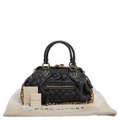 Marc Jacobs Dark Grey Quilted Leather Stam Satchel For Women 21 Marc Jacobs Dark Grey Quilted Leather Stam Satchel For Women -Marc Jacobs shop luxury women marc jacobs used handbags p386892 001