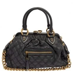 Marc Jacobs Dark Grey Quilted Leather Stam Satchel For Women