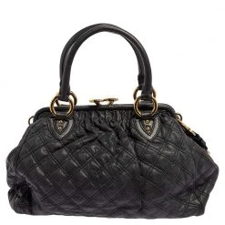 Marc Jacobs Dark Grey Quilted Leather Stam Satchel For Women 15 Marc Jacobs Dark Grey Quilted Leather Stam Satchel For Women -Marc Jacobs shop luxury women marc jacobs used handbags p386892 004
