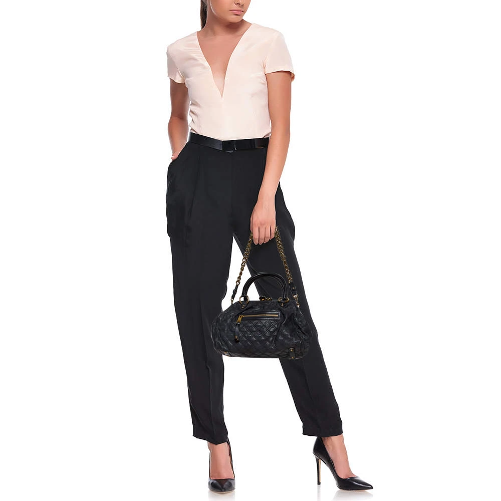 Marc Jacobs Dark Grey Quilted Leather Stam Satchel For Women 2 Marc Jacobs Dark Grey Quilted Leather Stam Satchel For Women - Image 2