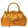 Marc Jacobs Metallic Orange Quilted Leather Stam Satchel For Women