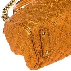 Marc Jacobs Metallic Orange Quilted Leather Stam Satchel For Women -Marc Jacobs shop luxury women marc jacobs used handbags p386895 010