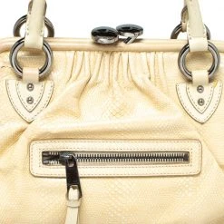 Marc Jacobs Beige Quilted Snakeskin Effect Leather Stam Satchel For Women -Marc Jacobs shop luxury women marc jacobs used handbags p387151 013