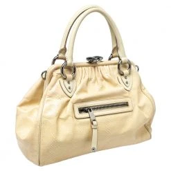 Marc Jacobs Beige Quilted Snakeskin Effect Leather Stam Satchel For Women -Marc Jacobs shop luxury women marc jacobs used handbags p387151 014