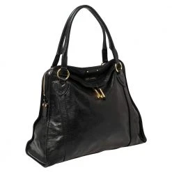 Marc Jacobs Black Leather Wellington Fulton Satchel For Women -Marc Jacobs shop luxury women marc jacobs used handbags p387715 003