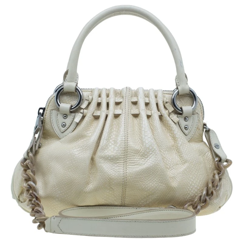 Marc Jacobs White Leather Snake Embossed Cecilia Shoulder Bag For Women 1 Marc Jacobs White Leather Snake Embossed Cecilia Shoulder Bag For Women
