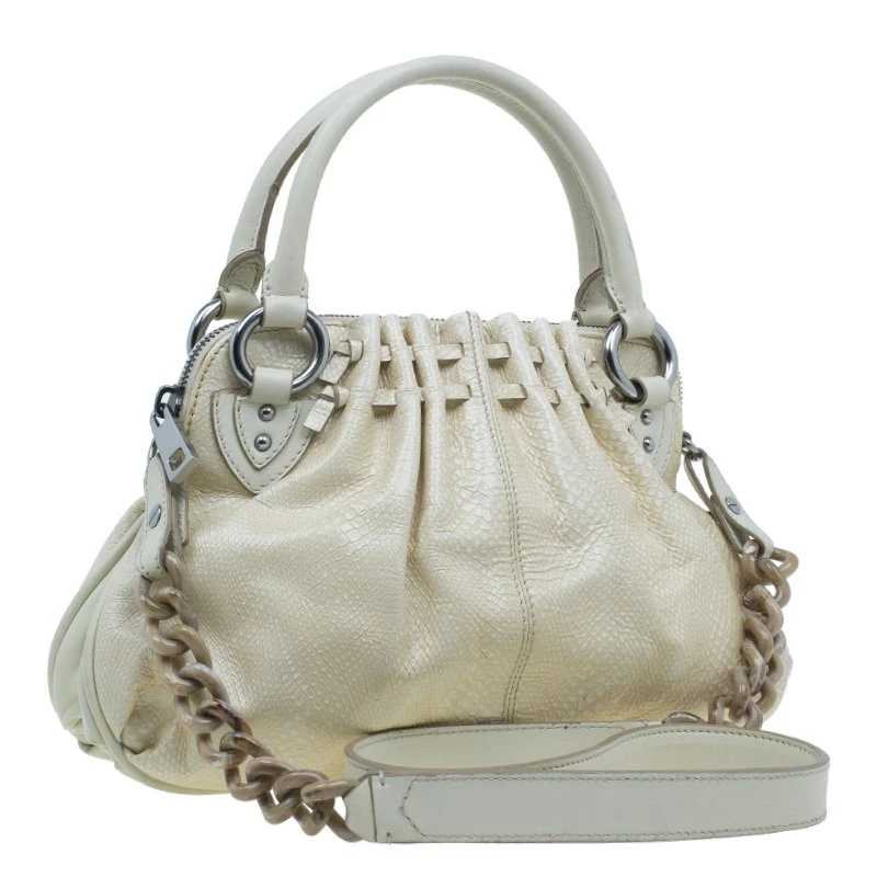 Marc Jacobs White Leather Snake Embossed Cecilia Shoulder Bag For Women 3 Marc Jacobs White Leather Snake Embossed Cecilia Shoulder Bag For Women - Image 3