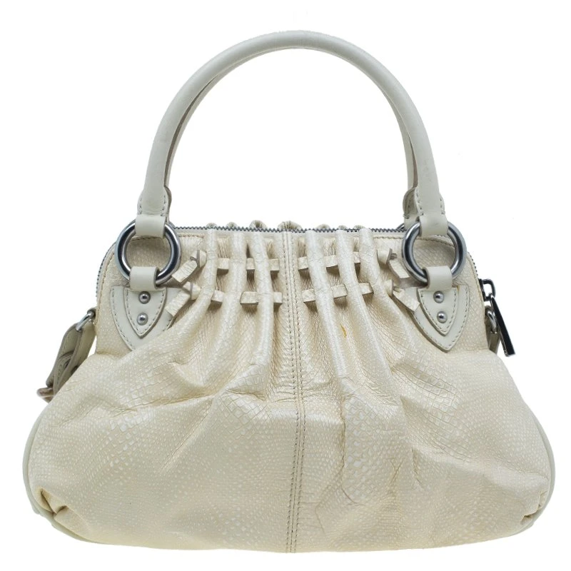 Marc Jacobs White Leather Snake Embossed Cecilia Shoulder Bag For Women 4 Marc Jacobs White Leather Snake Embossed Cecilia Shoulder Bag For Women - Image 4
