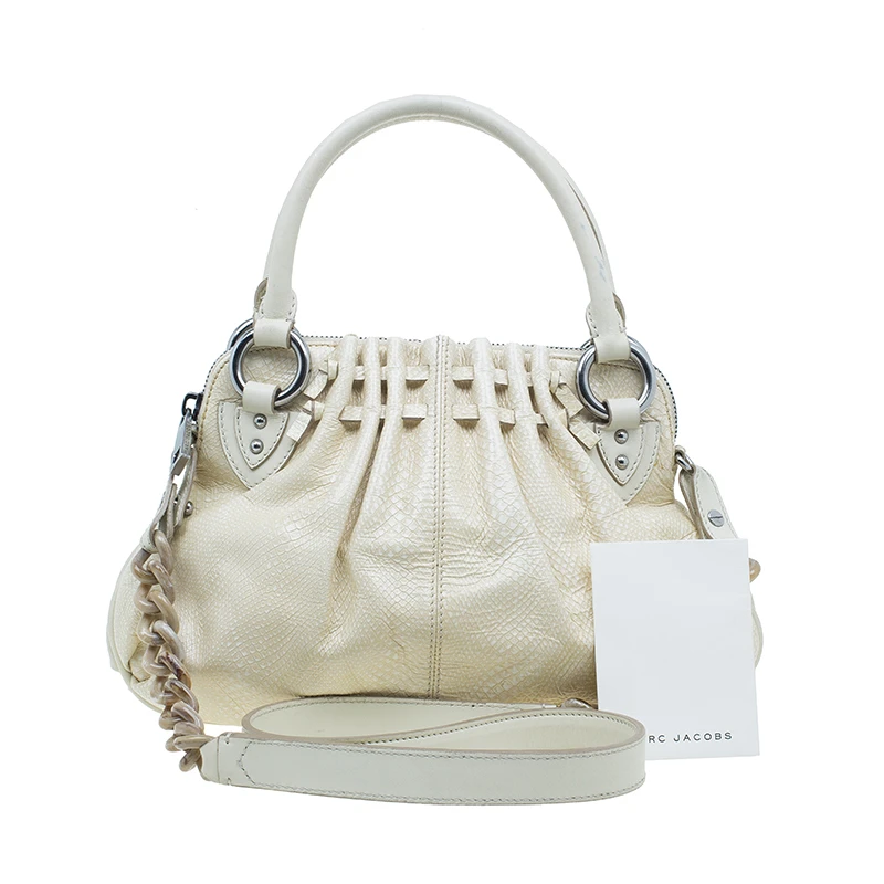 Marc Jacobs White Leather Snake Embossed Cecilia Shoulder Bag For Women 15 Marc Jacobs White Leather Snake Embossed Cecilia Shoulder Bag For Women - Image 15