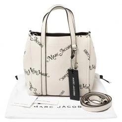 Marc Jacobs White/Black Leather New York Magazine Tag Tote For Women -Marc Jacobs shop luxury women marc jacobs used handbags p394036 002