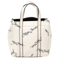 Marc Jacobs White/Black Leather New York Magazine Tag Tote For Women -Marc Jacobs shop luxury women marc jacobs used handbags p394036 003