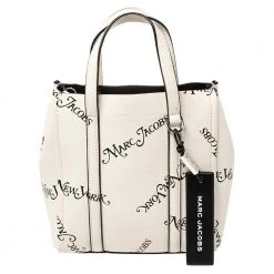 Marc Jacobs White/Black Leather New York Magazine Tag Tote For Women