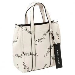 Marc Jacobs White/Black Leather New York Magazine Tag Tote For Women -Marc Jacobs shop luxury women marc jacobs used handbags p394036 005
