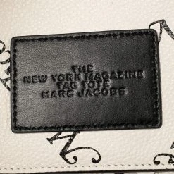 Marc Jacobs White/Black Leather New York Magazine Tag Tote For Women -Marc Jacobs shop luxury women marc jacobs used handbags p394036 009