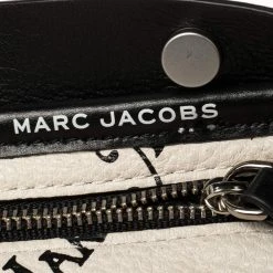 Marc Jacobs White/Black Leather New York Magazine Tag Tote For Women -Marc Jacobs shop luxury women marc jacobs used handbags p394036 010