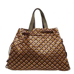 Marc Jacobs Brown/Rose Gold Leather Memphis Drawstring Tote For Women -Marc Jacobs shop luxury women marc jacobs used handbags p396849 004