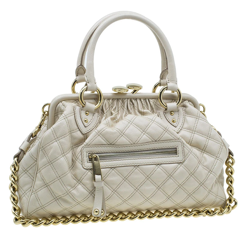 Marc Jacobs Beige Quilted Leather Stam Shoulder Bag For Women 3 Marc Jacobs Beige Quilted Leather Stam Shoulder Bag For Women - Image 3