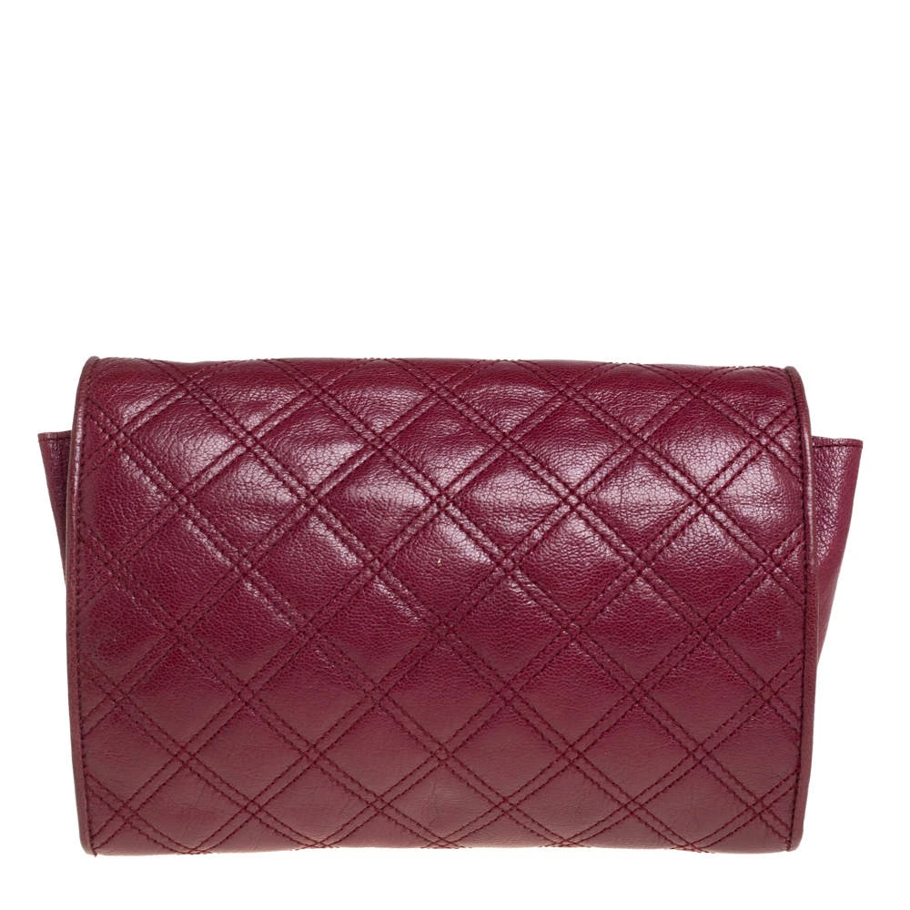 Marc Jacobs Burgundy Quilted Leather Flap Chain Clutch For Women 4 Marc Jacobs Burgundy Quilted Leather Flap Chain Clutch For Women - Image 4