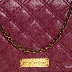 Marc Jacobs Burgundy Quilted Leather Flap Chain Clutch For Women 16 Marc Jacobs Burgundy Quilted Leather Flap Chain Clutch For Women -Marc Jacobs shop luxury women marc jacobs used handbags p401439 007