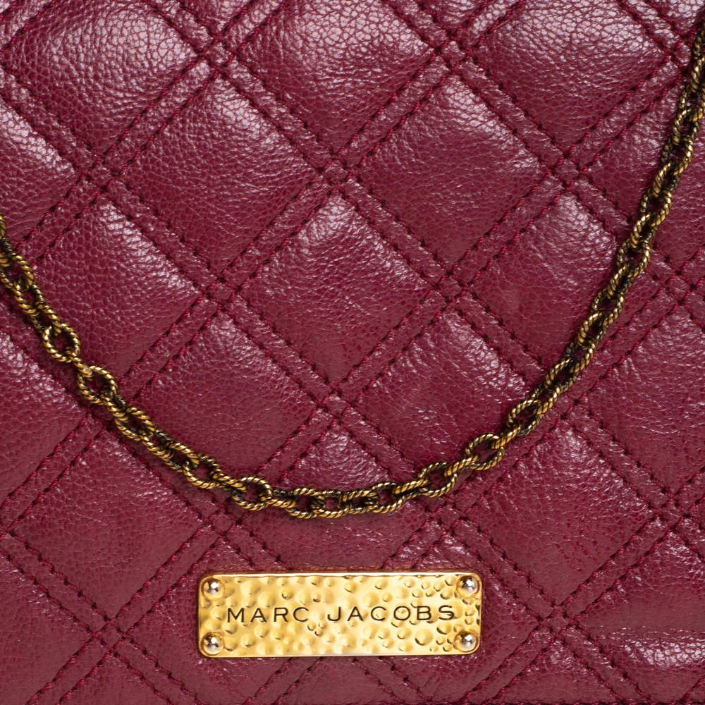 Marc Jacobs Burgundy Quilted Leather Flap Chain Clutch For Women 5 Marc Jacobs Burgundy Quilted Leather Flap Chain Clutch For Women - Image 5