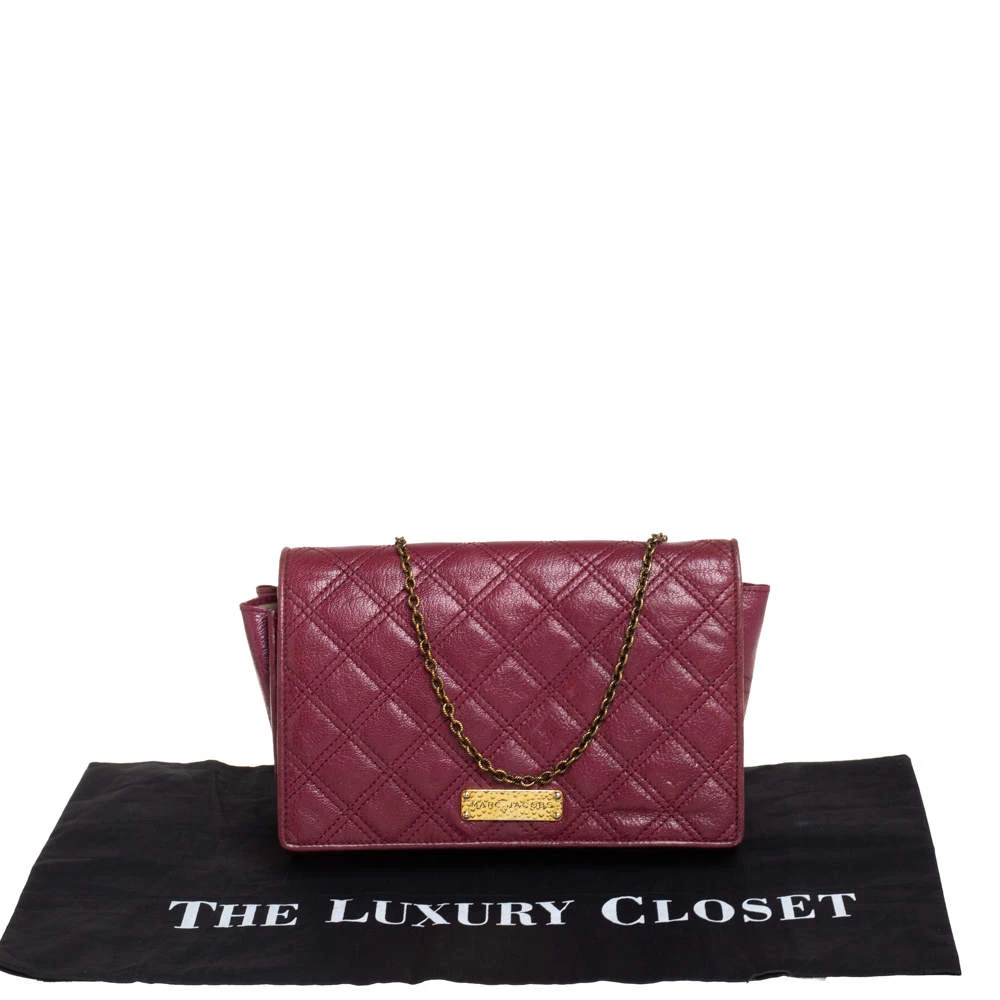 Marc Jacobs Burgundy Quilted Leather Flap Chain Clutch For Women 10 Marc Jacobs Burgundy Quilted Leather Flap Chain Clutch For Women - Image 10