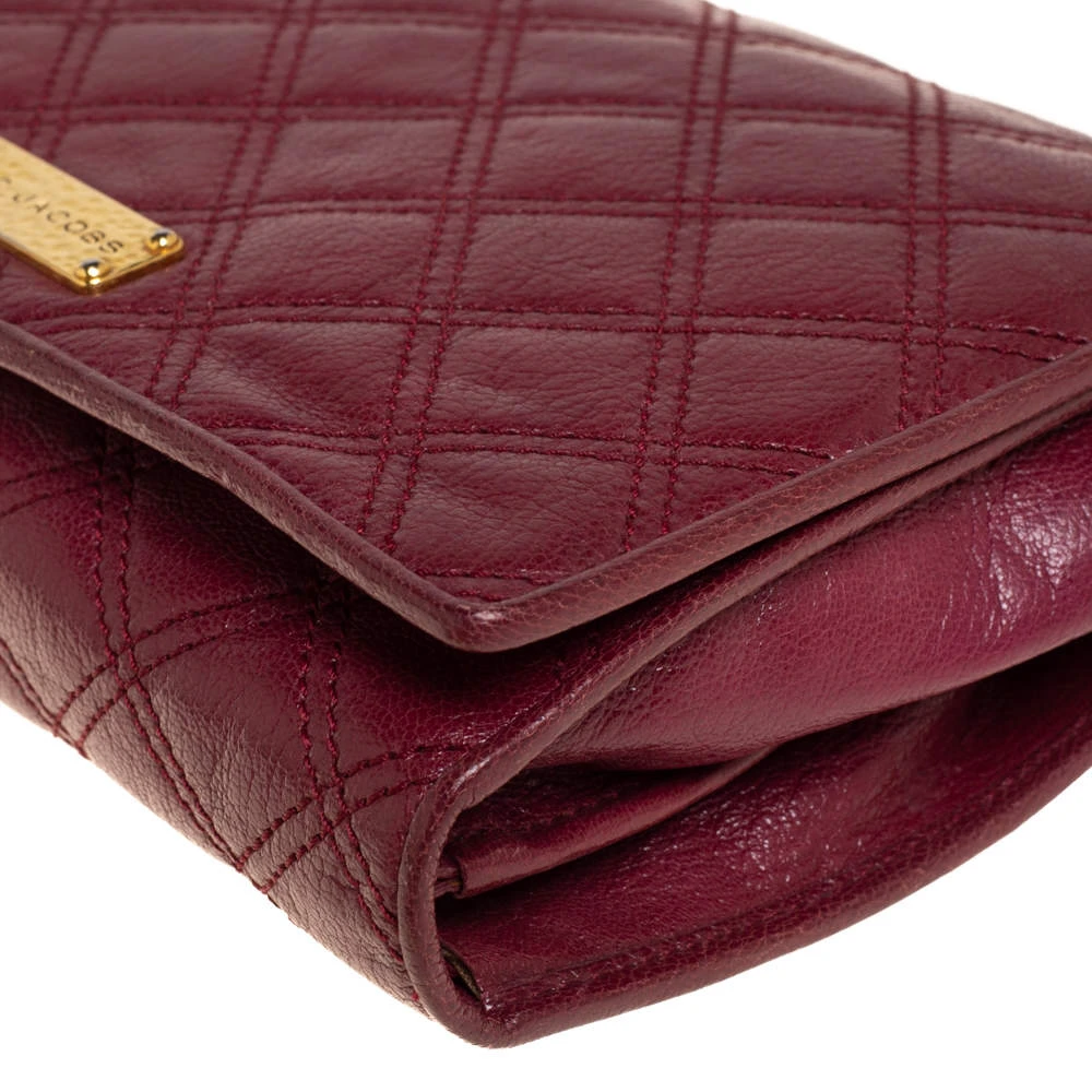 Marc Jacobs Burgundy Quilted Leather Flap Chain Clutch For Women 11 Marc Jacobs Burgundy Quilted Leather Flap Chain Clutch For Women - Image 11