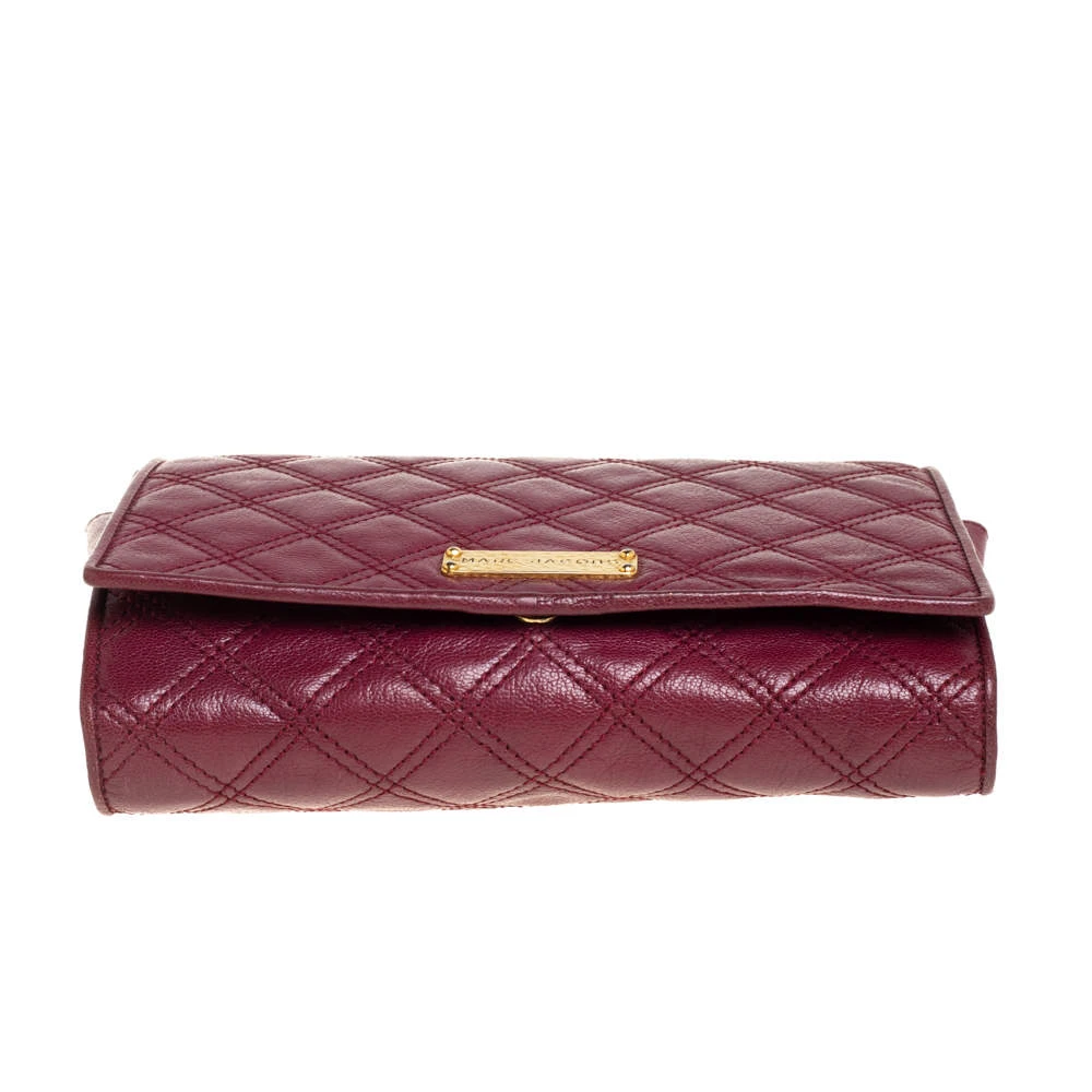 Marc Jacobs Burgundy Quilted Leather Flap Chain Clutch For Women 6 Marc Jacobs Burgundy Quilted Leather Flap Chain Clutch For Women - Image 6