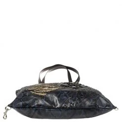 Marc Jacobs Blue/Black Python Embossed Leather Embellished Wingman Tote For Women -Marc Jacobs shop luxury women marc jacobs used handbags p401770 006