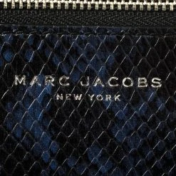 Marc Jacobs Blue/Black Python Embossed Leather Embellished Wingman Tote For Women -Marc Jacobs shop luxury women marc jacobs used handbags p401770 008