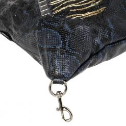 Marc Jacobs Blue/Black Python Embossed Leather Embellished Wingman Tote For Women -Marc Jacobs shop luxury women marc jacobs used handbags p401770 009