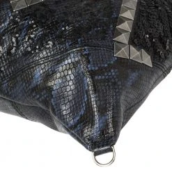 Marc Jacobs Blue/Black Python Embossed Leather Embellished Wingman Tote For Women -Marc Jacobs shop luxury women marc jacobs used handbags p401770 010