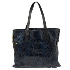 Marc Jacobs Blue/Black Python Embossed Leather Embellished Wingman Tote For Women -Marc Jacobs shop luxury women marc jacobs used handbags p401770 012