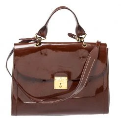 Marc Jacobs Brown Patent Leather Rider Top Handle Bag For Women