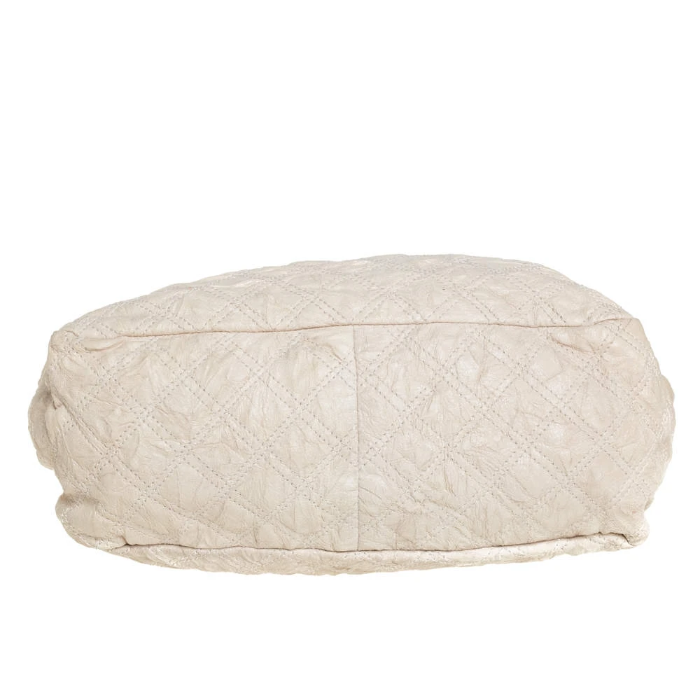 Marc Jacobs Cream/Brown Quilted Shimmer Leather Turnlock Flap Shoulder Bag For Women 6 Marc Jacobs Cream/Brown Quilted Shimmer Leather Turnlock Flap Shoulder Bag For Women - Image 6