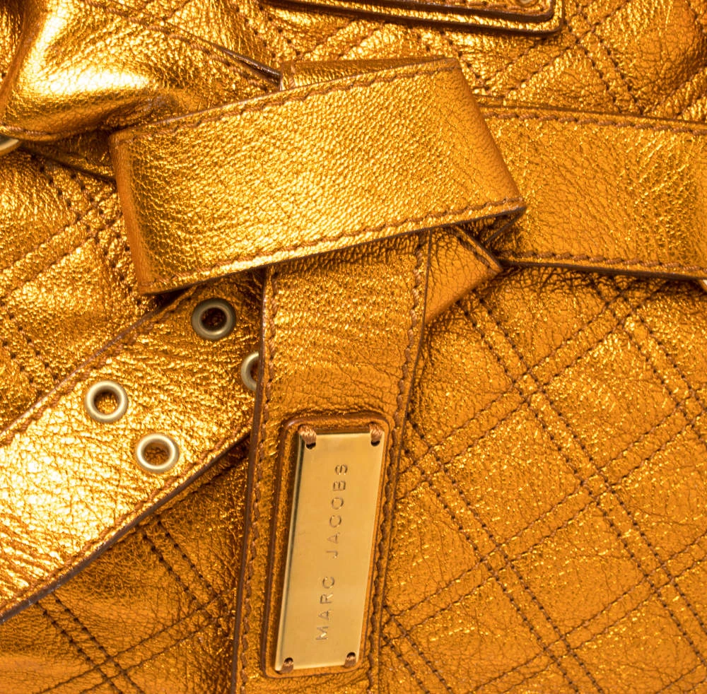 Marc Jacobs Metallic Orange Quilted Leather Bruna Belted Tote For Women 5 Marc Jacobs Metallic Orange Quilted Leather Bruna Belted Tote For Women - Image 5