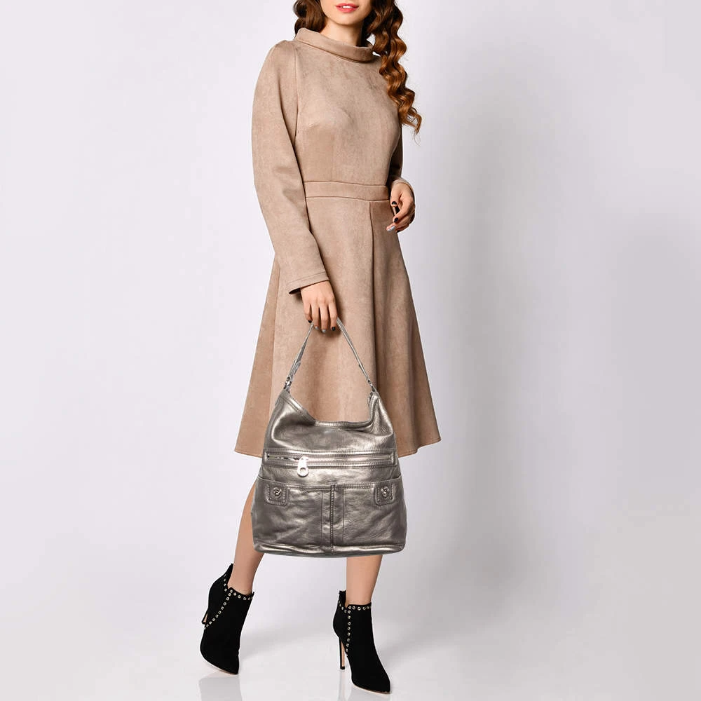 Marc Jacobs Metallic Soft Leather Double Pocket Shoulder Bag For Women 2 Marc Jacobs Metallic Soft Leather Double Pocket Shoulder Bag For Women - Image 2